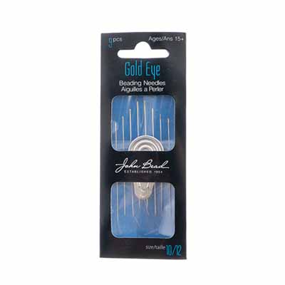 John Bead Sharps Gold Eye Beading Needle with Threader 10/12