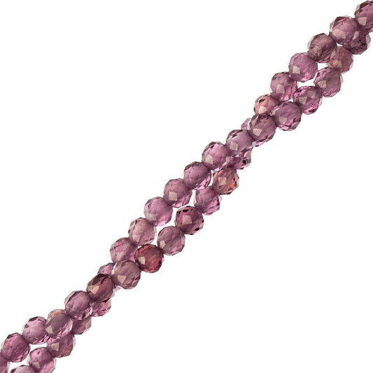 John Bead Earth's Jewels Semi-Precious 15 in Strand Round Facetted 1.5x2mm Garnet