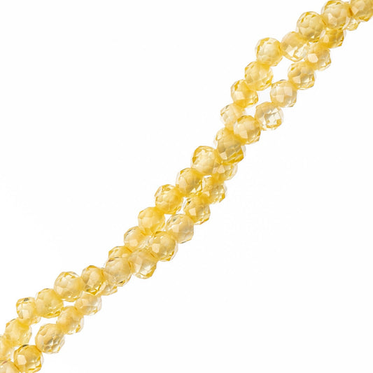 John Bead Earth's Jewels Semi-Precious 15 in Strand Round Facetted 1.5x2mm Yellow Zircon