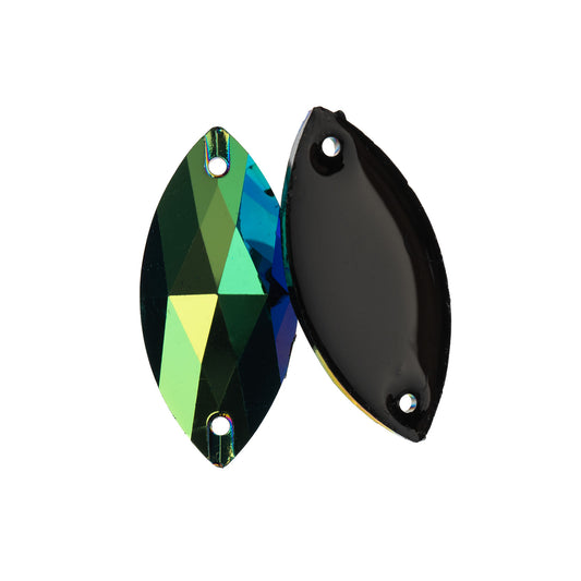 John Bead Resin Sew-On Metalico Stone Navette 10pcs