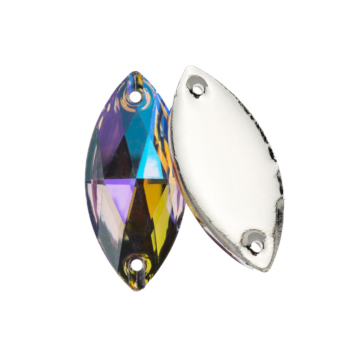 John Bead Resin Sew-On Metalico Stone Navette 10pcs