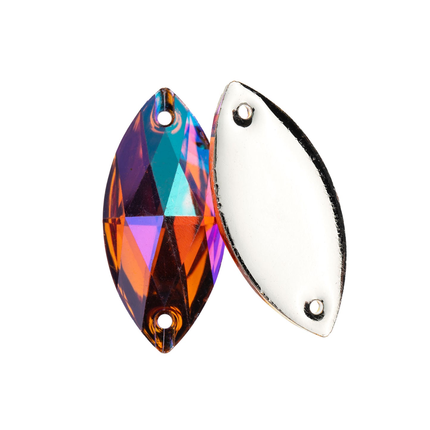 John Bead Resin Sew-On Metalico Stone Navette 10pcs