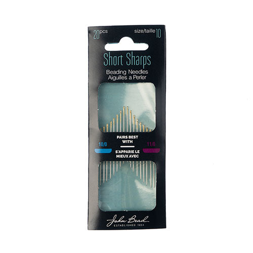 John Bead Beading Needles Sharps Gold Eye Short and Sharps 20pcs