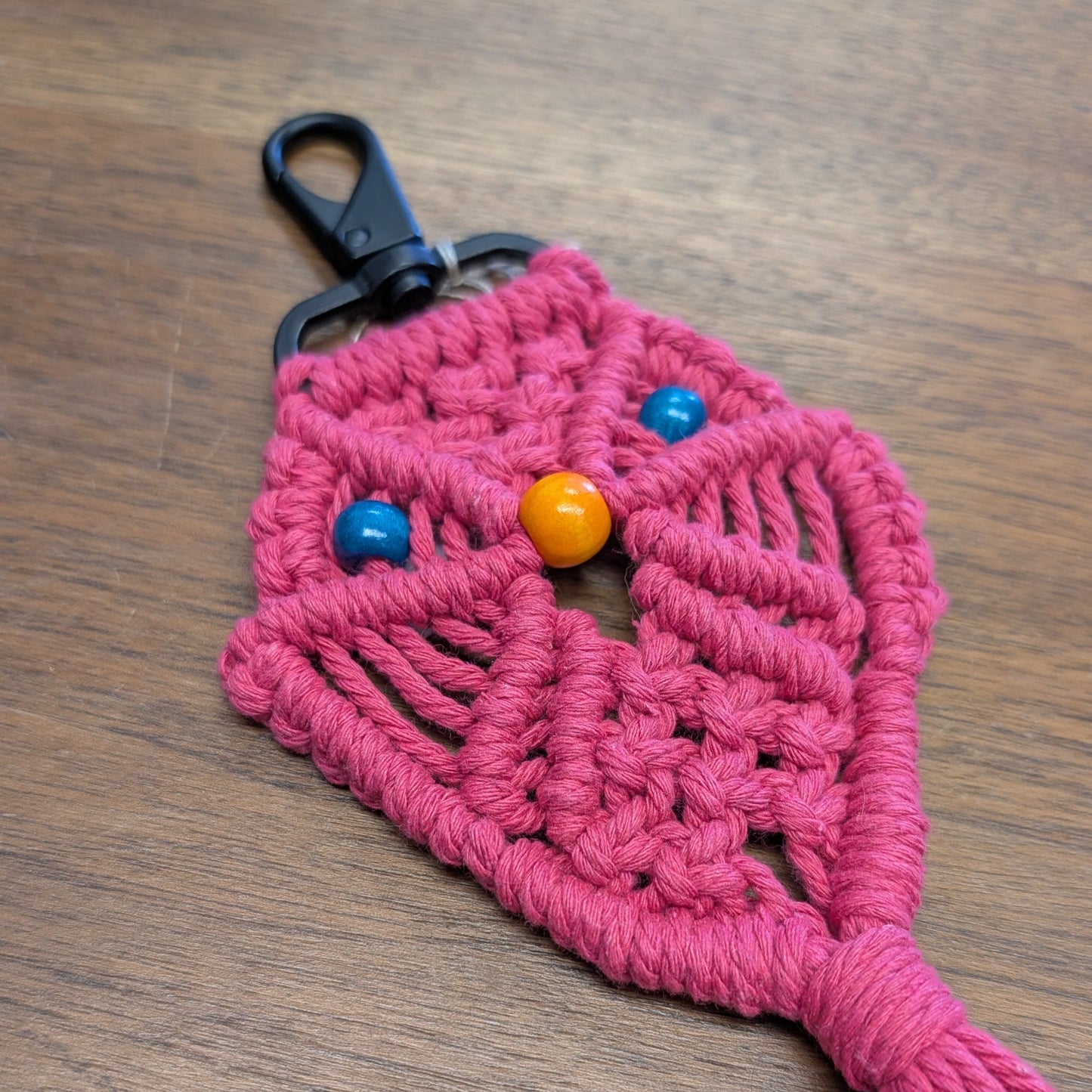 Purple Owl Macrame Key Chain