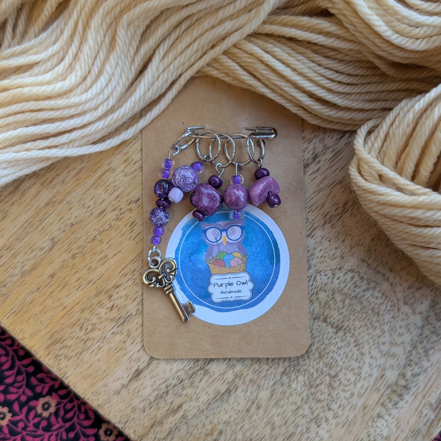 Purple Owl Handmade Stitch Markers