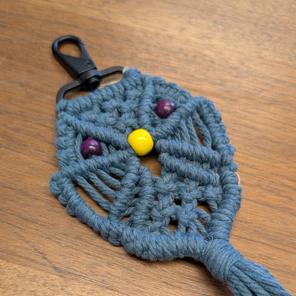 Purple Owl Macrame Key Chain