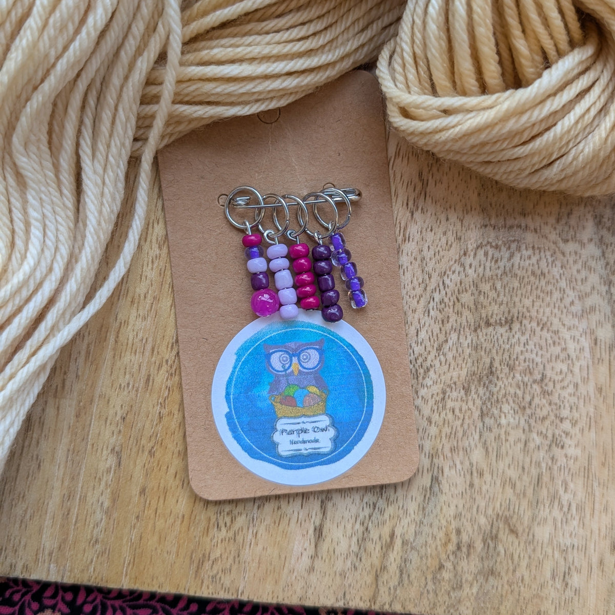 Purple Owl Handmade Stitch Markers