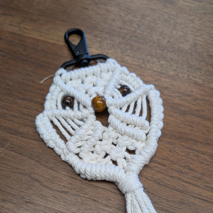 Purple Owl Macrame Key Chain