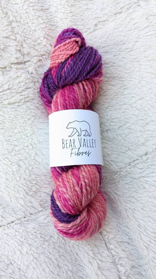 100% Merino Handspun Yarn| Chunky Worsted Weight | Pinky Purple