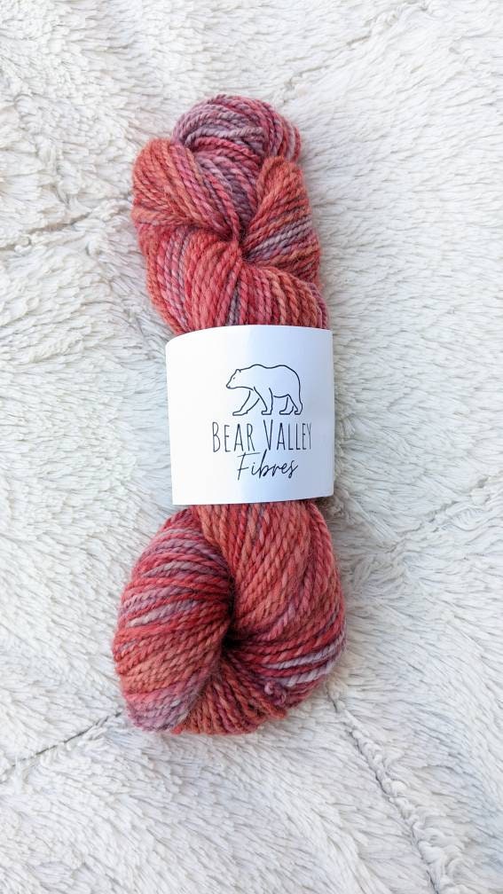 100% Corriedale Handspun Yarn | DK/Worsted | Peachy Sunset