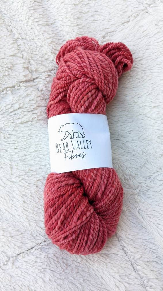 100% Merino Handspun Yarn | Worsted Weight | Cranberry